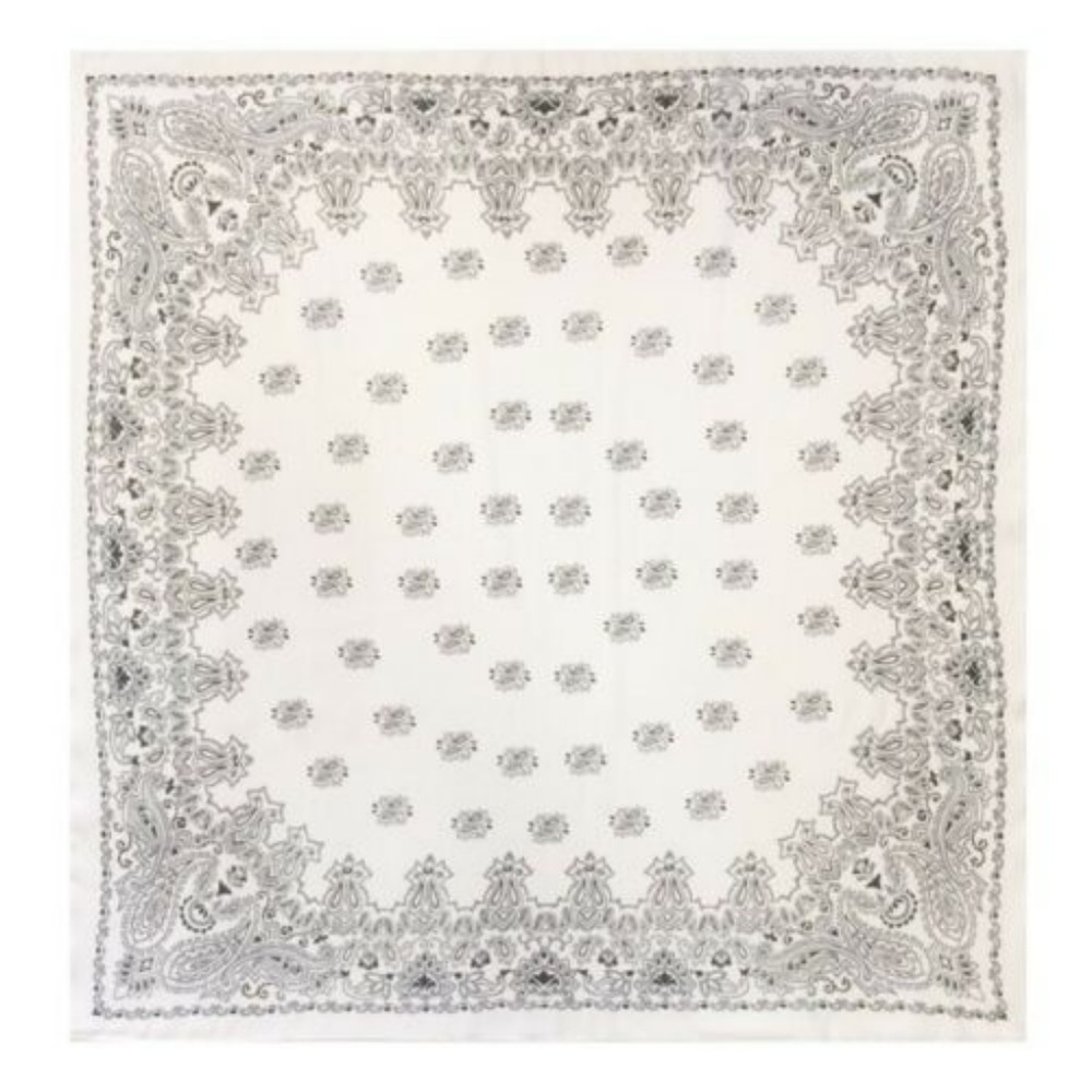 White Paisley Handkerchief Chiffon Hair Scarf Tie - Picture 6 of 7